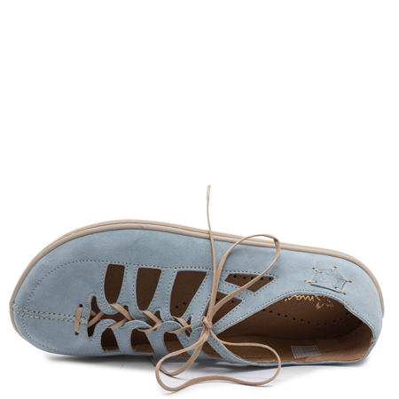 Maciejka Comfortable Openwork Women's Lace-up Suede Shoes Light Blue 06835-06/00-1