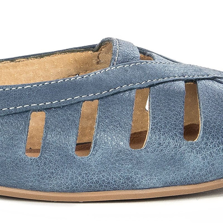 Maciejka Baleriny skórzane Granat Na Jeans
