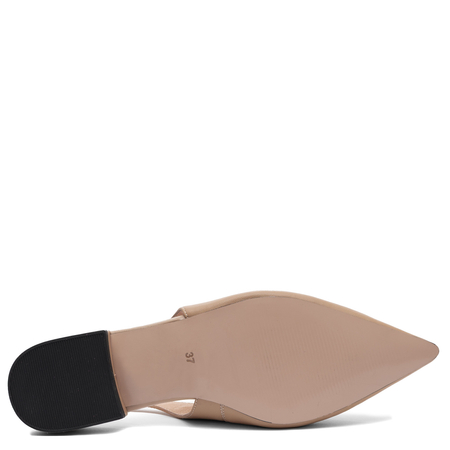 Maciejka Skórzane Slingback Czółenka na Płaskim Obcasie Beżowe K7449-04/00-1