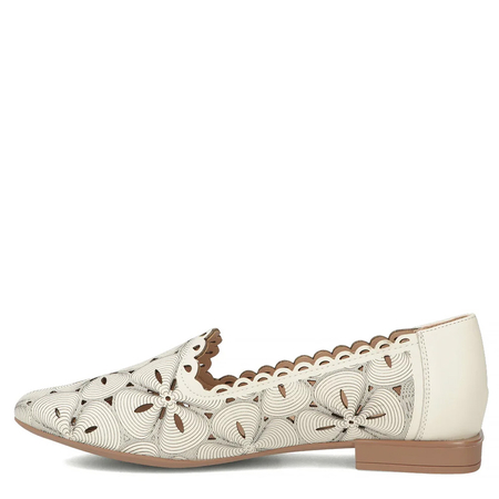 Filippo Leather Openwork Loafers Beige DP7709-26-BE