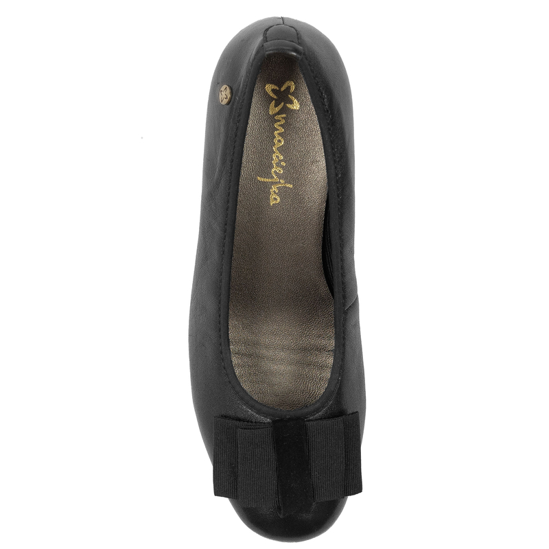 Maciejka Women’s Leather Pumps Block Heel With Bow Black P7220-01/00-7