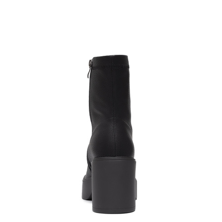 T. Sokolski Leather Platform Ankle Boots Block Heel Black HW-Z25-128-BLK