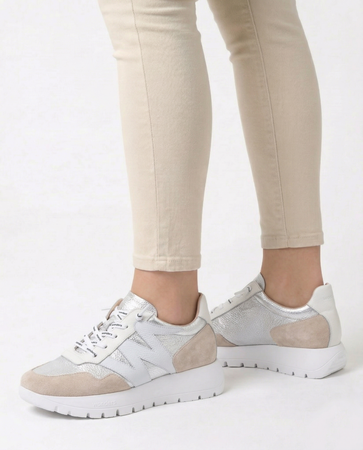 Wonders Skórzane Sneakersy na Platformie Wielokolorowe A-24101-BEIGE