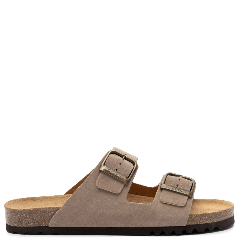 Scholl Leather Comfortable Adjustable Buckle Slides Beige F32579-2361