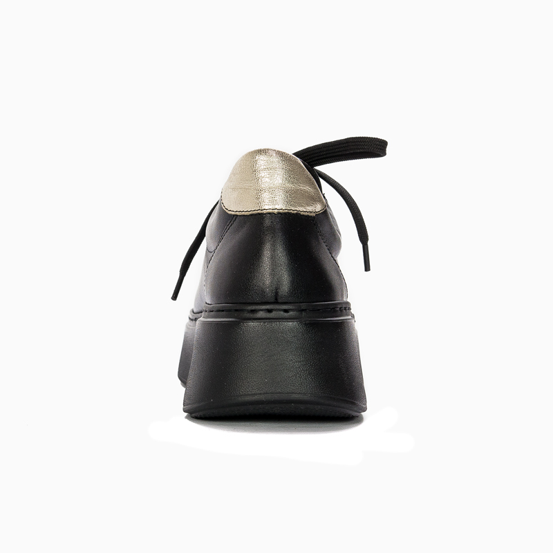 Maciejka Czarne Skórzane Sneakersy Damskie na Grubej Platformie Sznurowane 06191-01/00-8