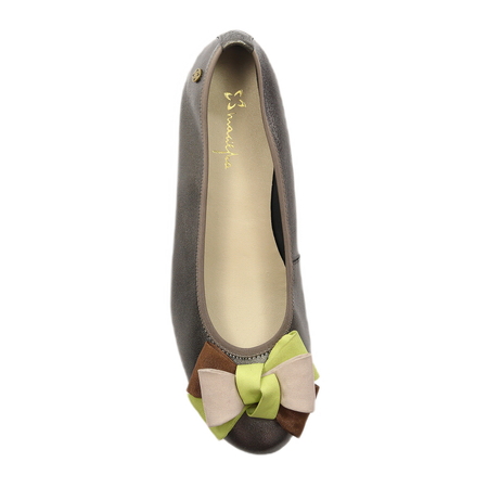 Maciejka Leather Elegant Ballerinas With Bow Green P6801-20/00-0