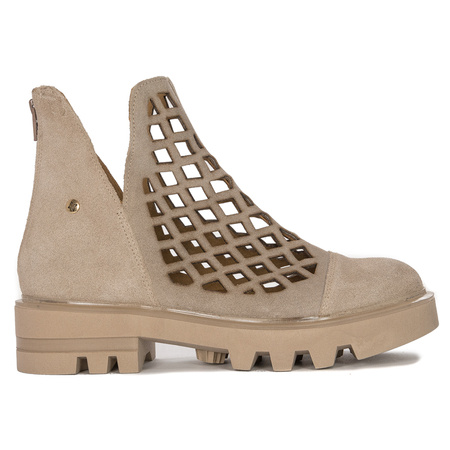 Maciejka Women's beige openwork leather ankle boots