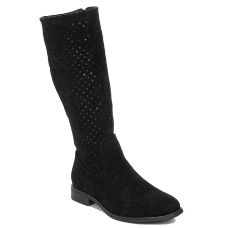 S.Barski Women's spring openwork flat black boots