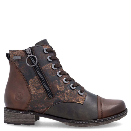 Remonte Women’s Lace-Up Ankle Boots With Side Zip Insulated Chocolate Brown D4382-25