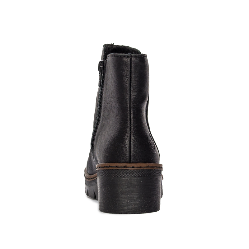 Rieker Damskie Ocieplane Botki Na Koturnie Czarne X9165-00