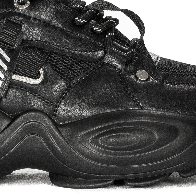 GOE Sneakersy damskie na platformie Black czarne