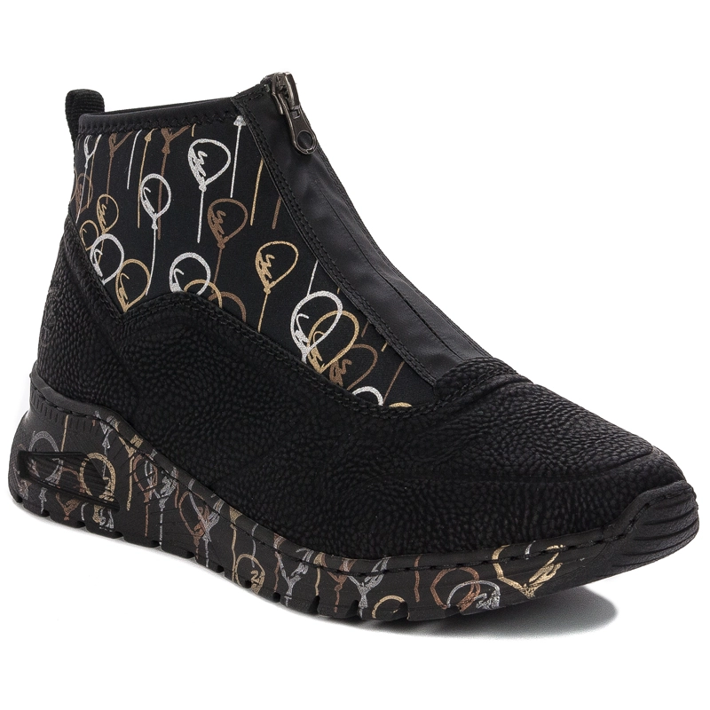 Rieker Półbuty sneakersy damskie Black czarne