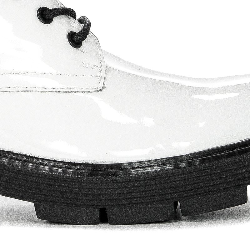 Botki Marco Tozzi 2-25286-27 190 White Pat.Comb skórzane lakierowane Białe