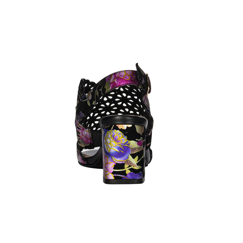 Maciejka N6518-01/00-1 Black + Flowers Sandals