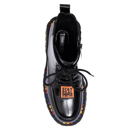 Sokolski Lace-Up Patent Ankle Boots Trzewiki Zip Detail Black CH-Z25-90-BLK-L