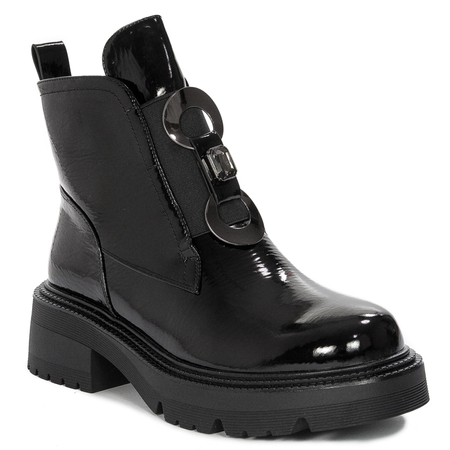 S.Barski Women's  Boots Black Lacquered