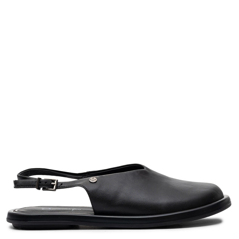 Maciejka Leather Slingback Flats Adjustable Buckle Black K7513-01/00-1
