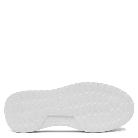 Wonders Skórzane Ażurowe Sneakersy Damskie na Platformie Biało-Srebrne A-3641-OFF-PLATA
