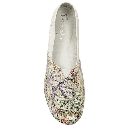 Maciejka 01930-43-00-0 Flowers White Flat Shoes