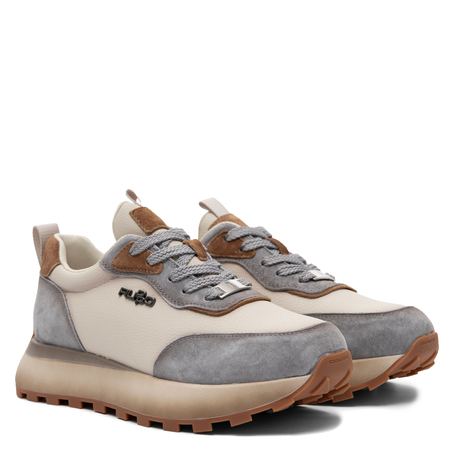 Filippo Leather Contrast Sneakers Platform Lace-Up Shoes Beige-Blue DP7754-26-BE-BL