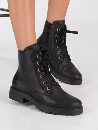 Rieker Y3163-00 Warned Black Leather Boots