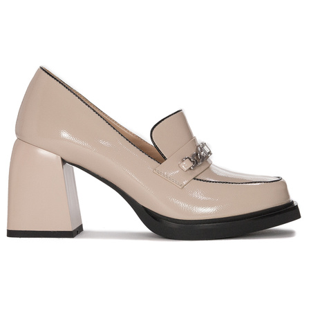 S.Barski Women's shoes on the post, beige lacquer