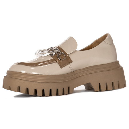 Maciejka Patent Leather Loafers Chunky Platform Light Beige 06294-22/00-8