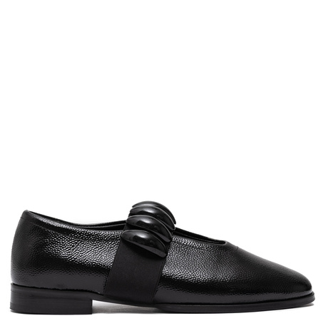 Boccato Women’s Patent Leather Slip-On Flats With Sculptural Elastic Strap Black 728-826-BLACK