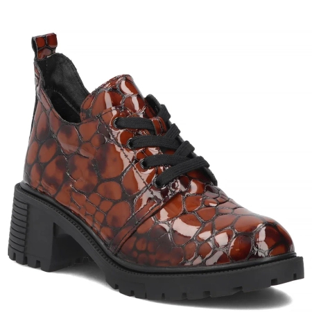 Filippo Leather Insulated Shoes Snake Print Brown DBT7972-26-BR