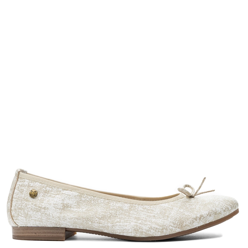 Maciejka Leather Pearl Ballet Flats Almond Toe White-Gold P6800-26/00-0