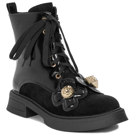 S.Barski Black Botki Damskie Czarne