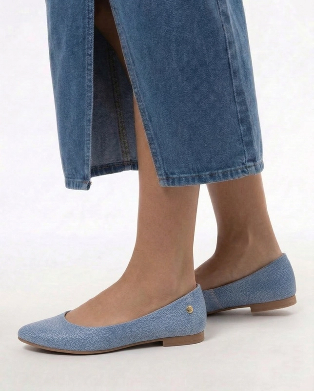 Maciejka Leather Ballerinas Textured Blue 4100W-07/00-8