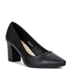 Sergio Leone Classic Block-Heel Pumps Almond Toe Black PB414 CZARNY PU