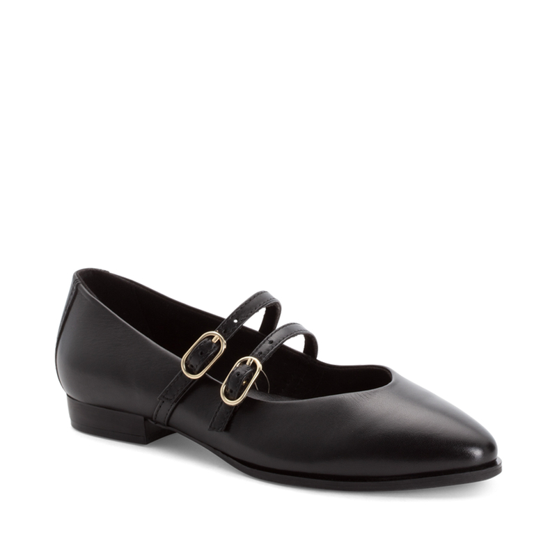 Marco Tozzi Leather Mary Jane Flats Double Strap Black 2-22107-46001BLK