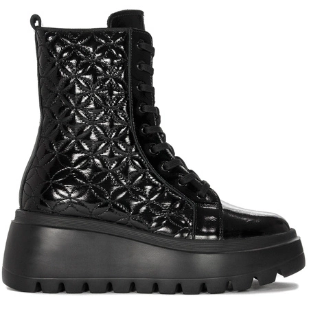 Botki Venezia Black skórzane lakierowane Czarne