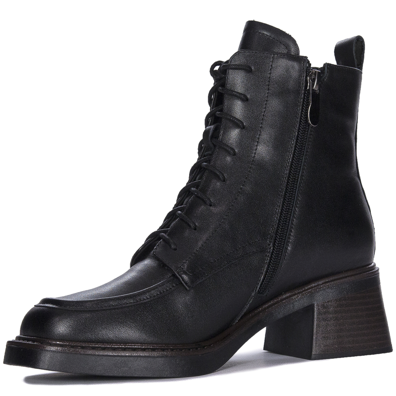 Maciejka Eleganckie Sznurowane Botki Na Klocku Czarne N3112-01/00-8