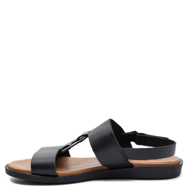 Maciejka Leather Flat Sandals Geometric Cut-Out Black E7403-01/00-1