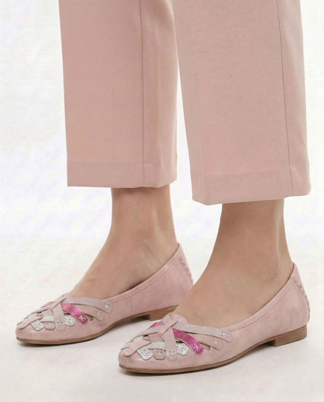 Maciejka Leather Interlaced Ballet Flats Flat Heel 1 cm Pink 01358-51/00-0