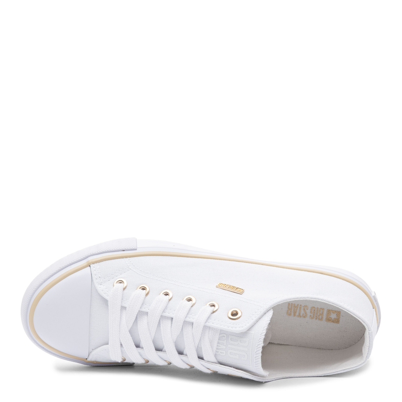 Big Star Białe Klasyczne Trampki Materiałowe Złote Detale TT274772-WHITE