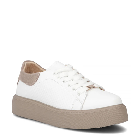 Filippo Skórzane Sneakersy Damskie Półbuty Na Platformie Białe DP7502-26-WH