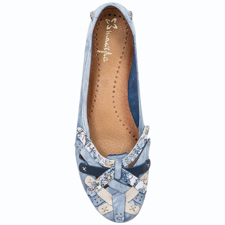 Maciejka Leather Ballet Flats Artisanal Weave Flat Heel Blue 01358-45-00-0