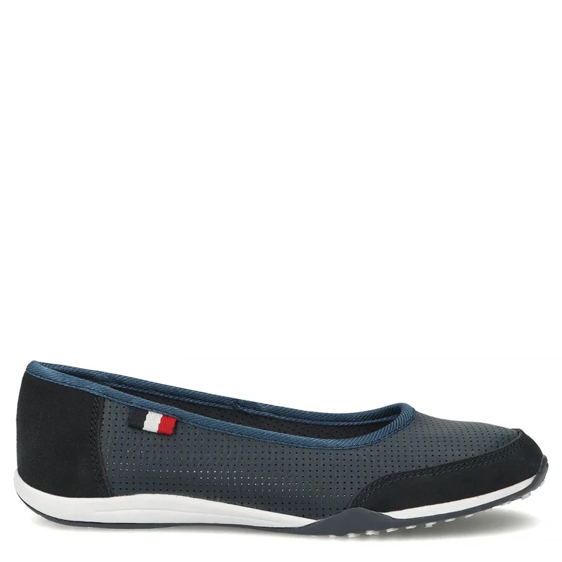 Filippo Leather Openwork Ballerinas Navy Blue DP142-26-NV