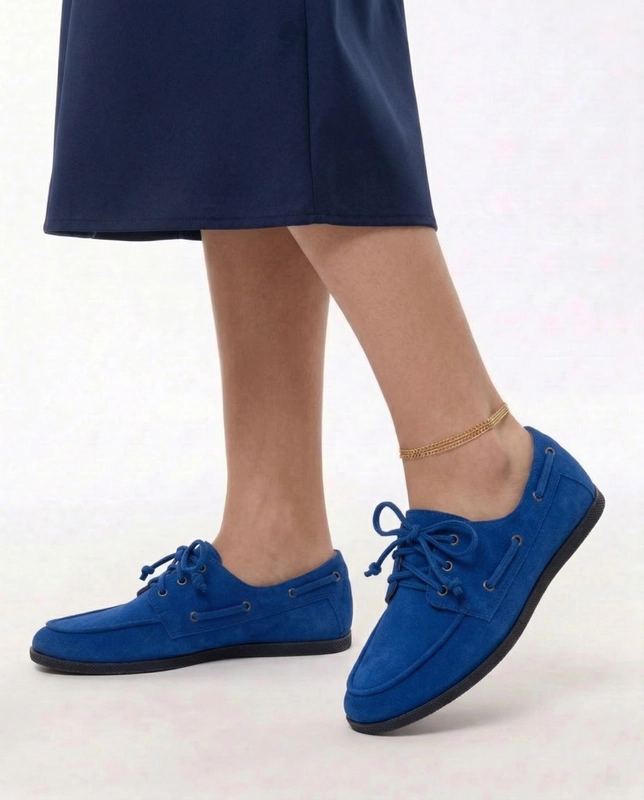 Maciejka Leather Suede Shoes Blue 07799-43/00-1