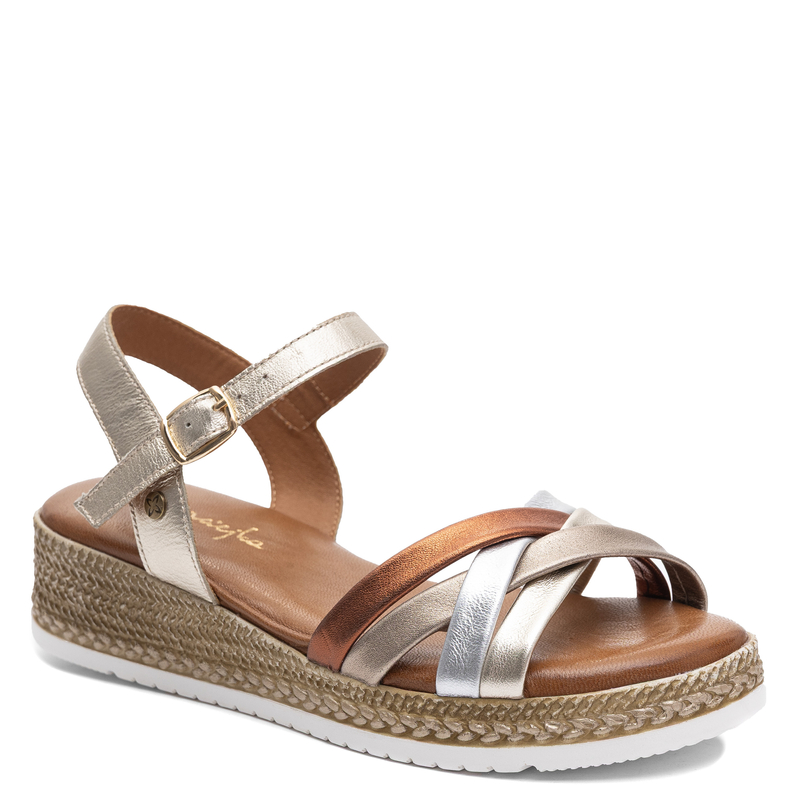 Maciejka Leather Metallic Sandals Wedge Strap Gold-Silver-Copper P7503-25/00-1