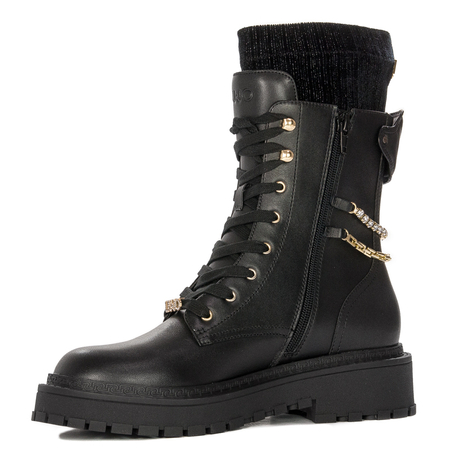 Liu Jo Women's Leather Platform Rumi 10 Boots Black