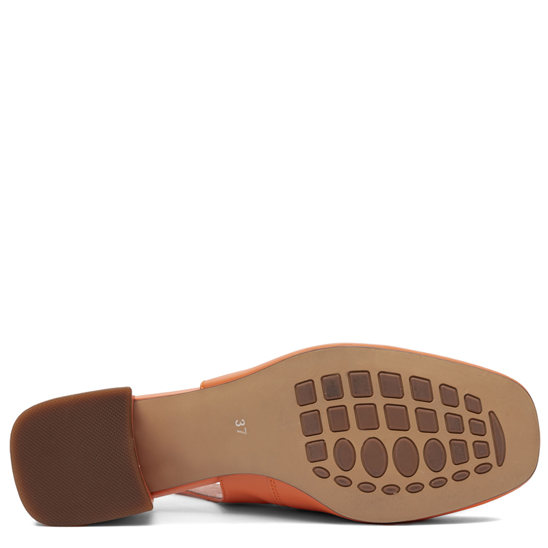 Maciejka Skórzane Czółenka Slingback na Klocku Pomarańczowe K7474-18/00-1