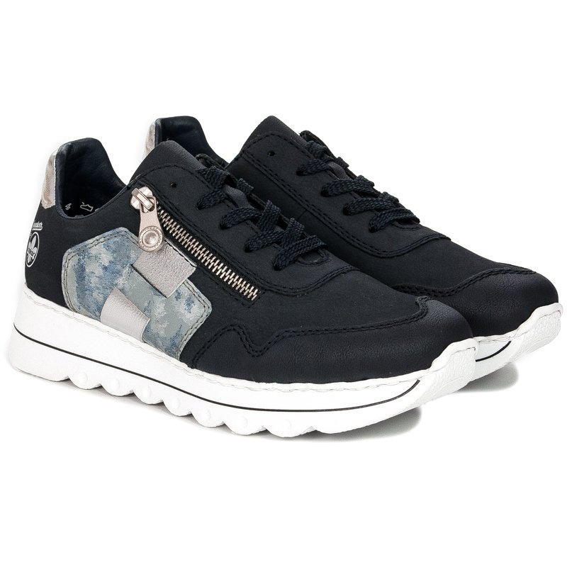 Rieker Buty damskie sneakersy Pazifik/Heaven/Silver czarne