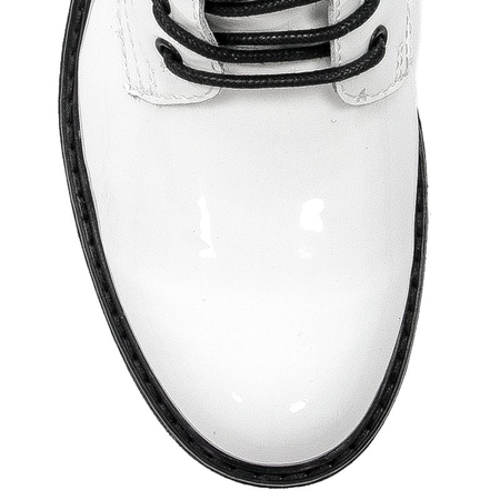 Botki Marco Tozzi 2-25286-27 190 White Pat.Comb skórzane lakierowane Białe