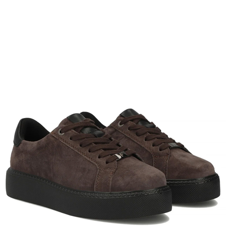 Filippo Skórzane Półbuty Sneakersy Na Platformie Brązowy DP6119-26-BR-BK
