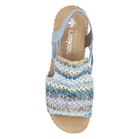 Rieker Woven Wedge Sandals Pastel Multicolor Blue V1241-91
